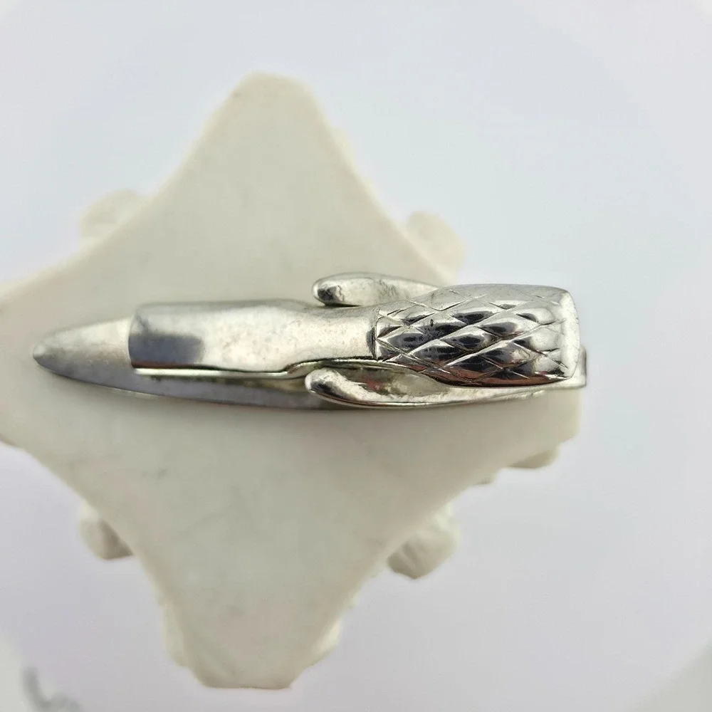 Vintage Tie Clip Tie Clip Tie Clasp Scrollwork Art Deco Textured Silver Tone